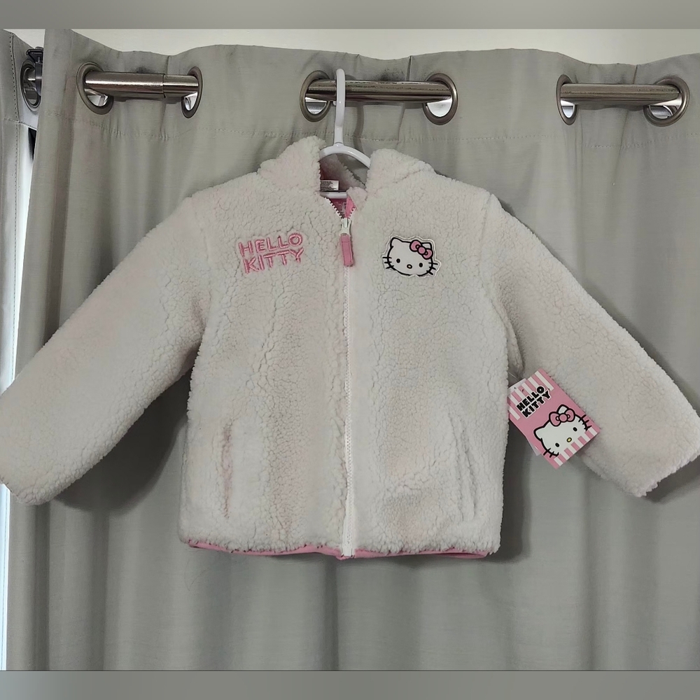 Hello Kitty White and Pink Fleece Sweater Size 5